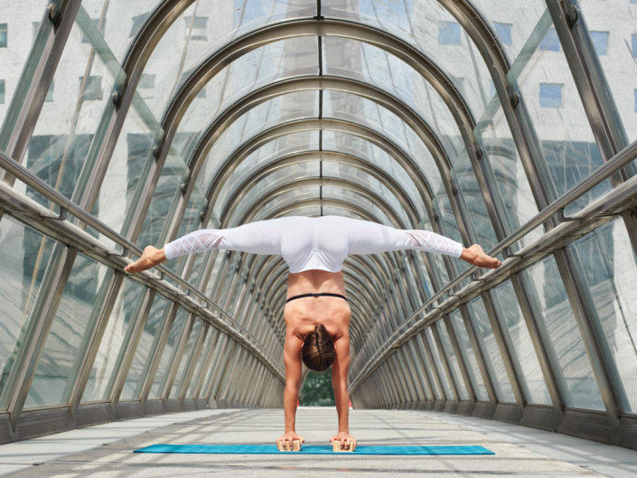 yogi en équilibre dans le dragon bridge